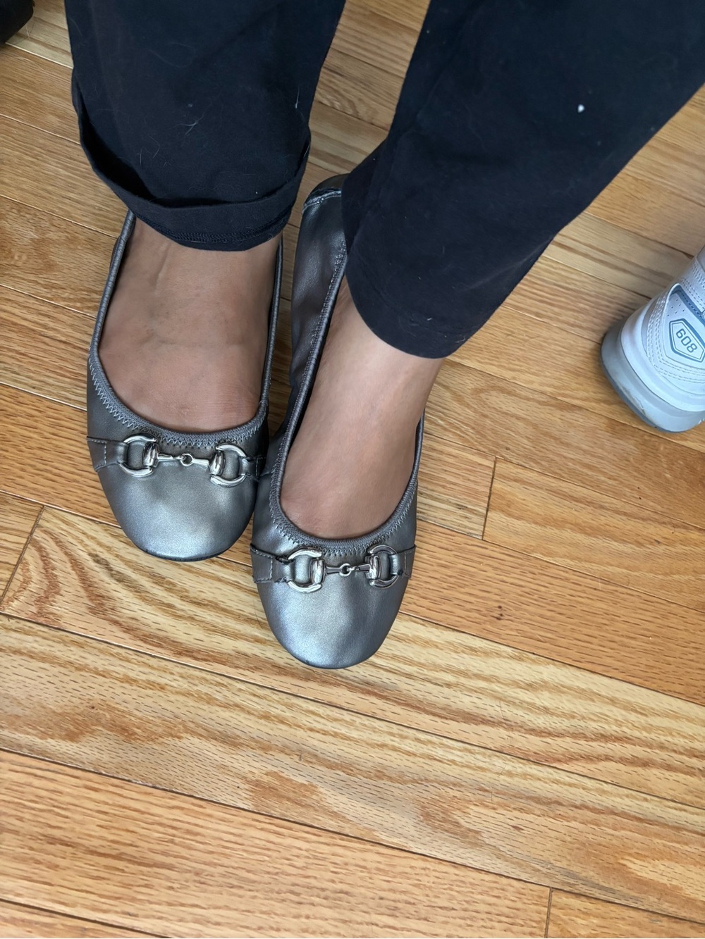 Worn In Silver Ballet Flats
